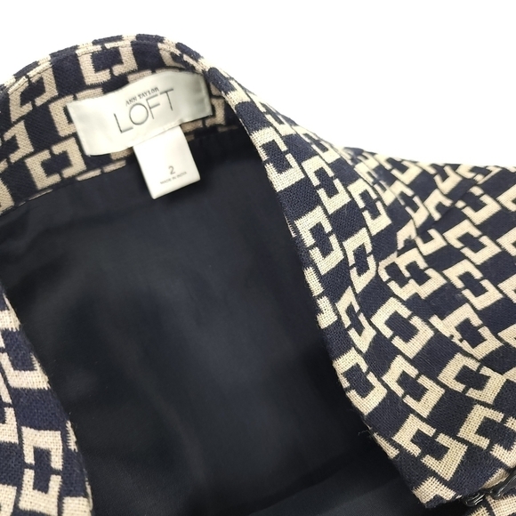 LOFT Black Cream Front Pleated Skirt Sz 2 - Picture 5 of 15